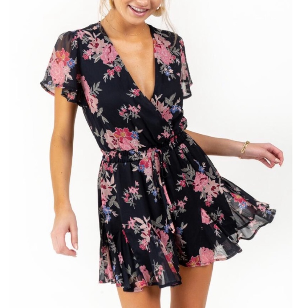 Francesca’s black floral romper